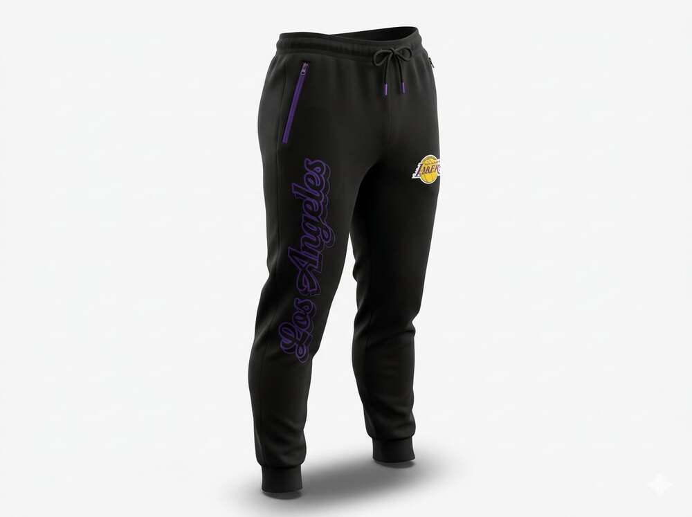 Ultra Game NBA Los Angeles Lakers Men's Basic Fleece Jogger Pants - Black